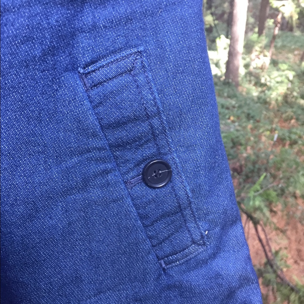 Loft classic front pleat navy  blue  denim  mini navy skirt - Picture 4 of 12